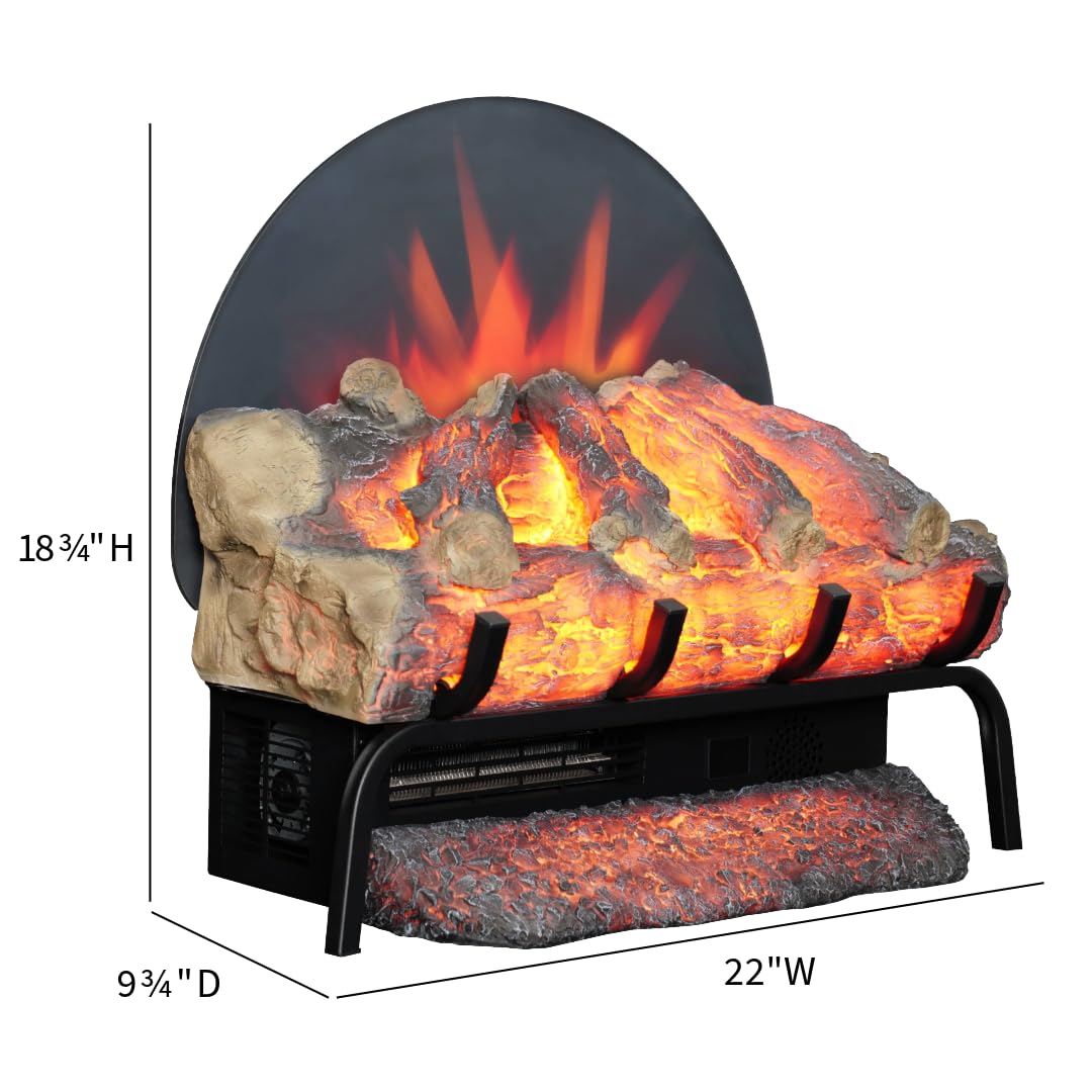 Touchstone BurnBrite 22" Free Standing Electric Fireplace Log Set, Fireplace Insert, 750W/1500W Heater, 3 Flame-10 Ember Colors, Crackling Sound, Alexa-WiFi Enabled, Remote Control