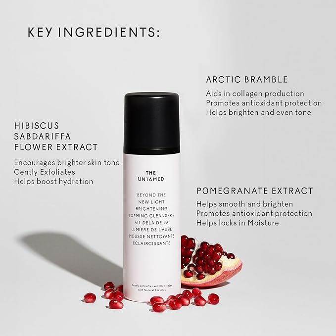 The Untamed Beyond the New Light Brightening Foaming Cleanser 4.2 fl oz – Gentle Daily Face Wash with Hibiscus, Pomegranate & Cacao – Hydrating Facial Cleanser for Sensitive Skin