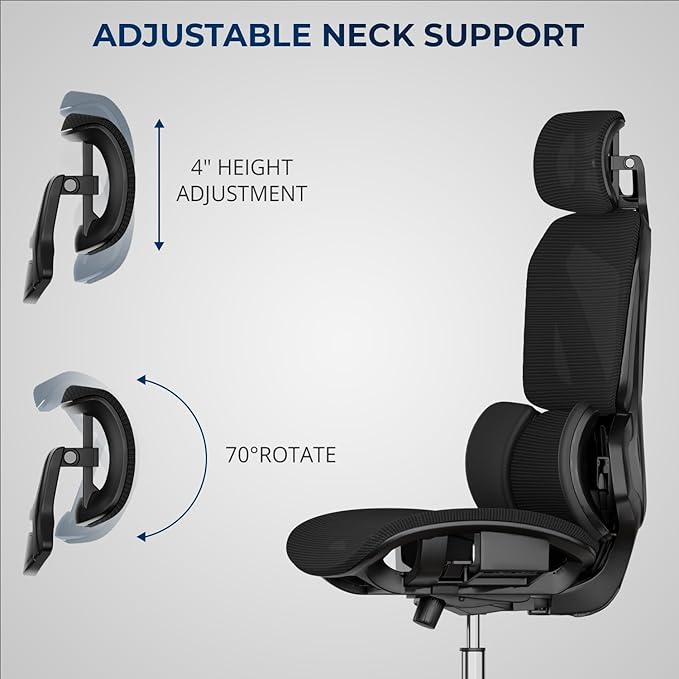 G-PACK PRO Ergonomic Office Chair – Mesh Office Chair with Headrest, Adjustable Armrest and Lumbar Support – Holds Up to 290lbs (GPP-MAX-90)
