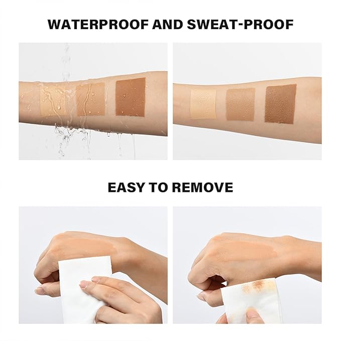 Legs Makeup Waterproof with Brush - No Transfer Body Concealer for Varicose Veins Appearance, Tattoo & Scar Cover Up for All Skin Tones, Waterproof (Bronze)