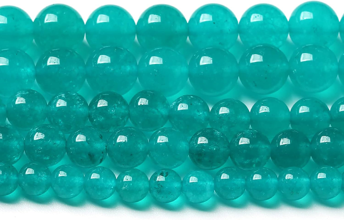 90PCS 8mm Natural Stone Beads Blue Amazonite Jade Stone Round Loose Beads for Jewelry Making DIY Bracelet Necklace 32" 2 Strands