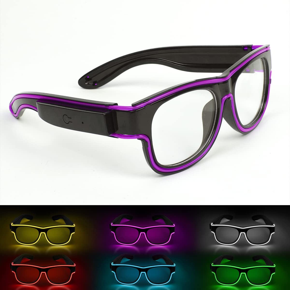 Ainiv Light Up Glasses 3 Flash Modes LED Luminous Glasses Neon Party Glasses Rave Glasses Glow in the Dark for Parties, DJ, EDM, 80s, Halloween, Christmas, Festival, Carnival, Birthday