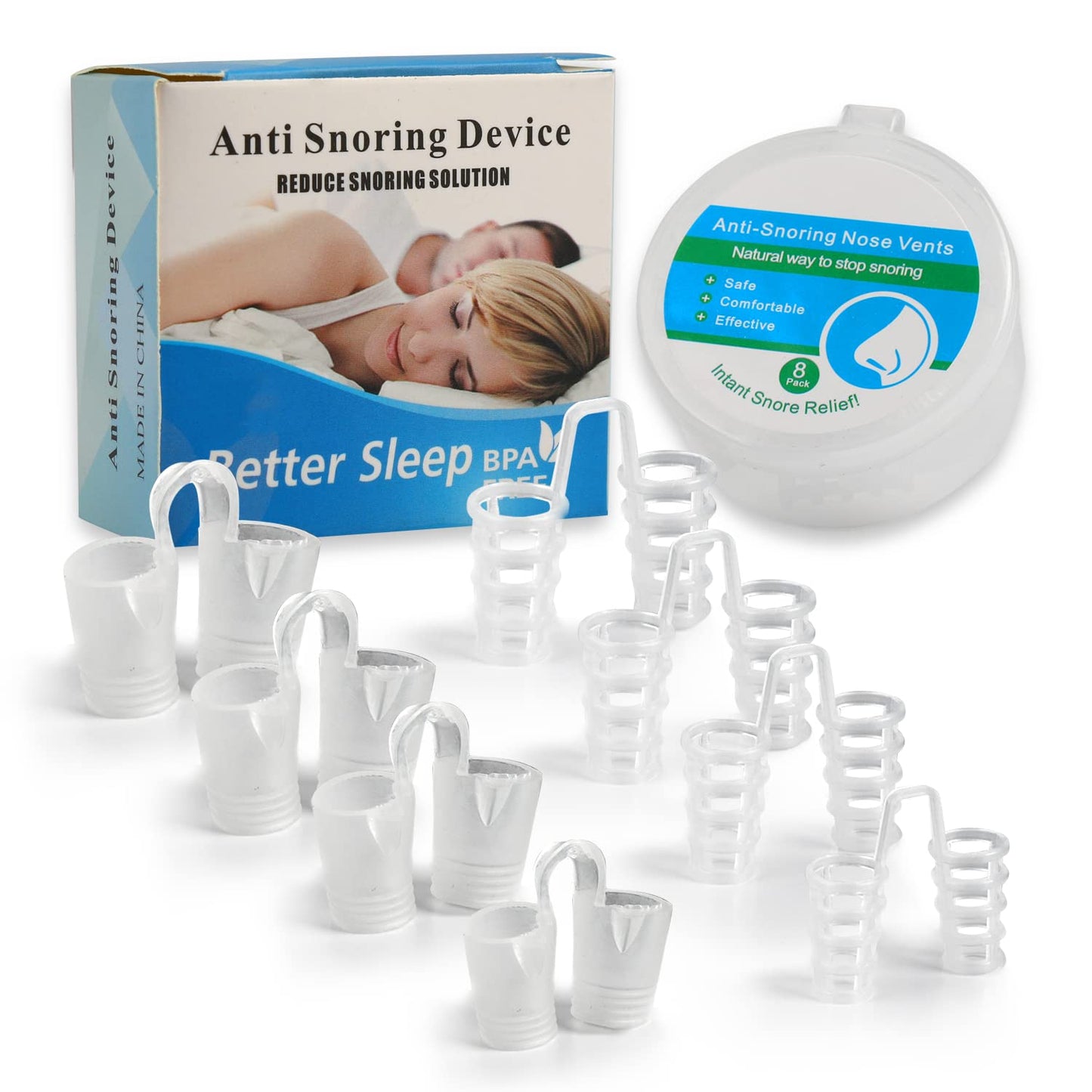 CINWAUVO Anti Snoring Nose Vent 8 Nasal Cones Nasal Dilator to Stop Snoring - Effective Snore Stopper Anti Snoring Devices Easy to Use Snoring Solution