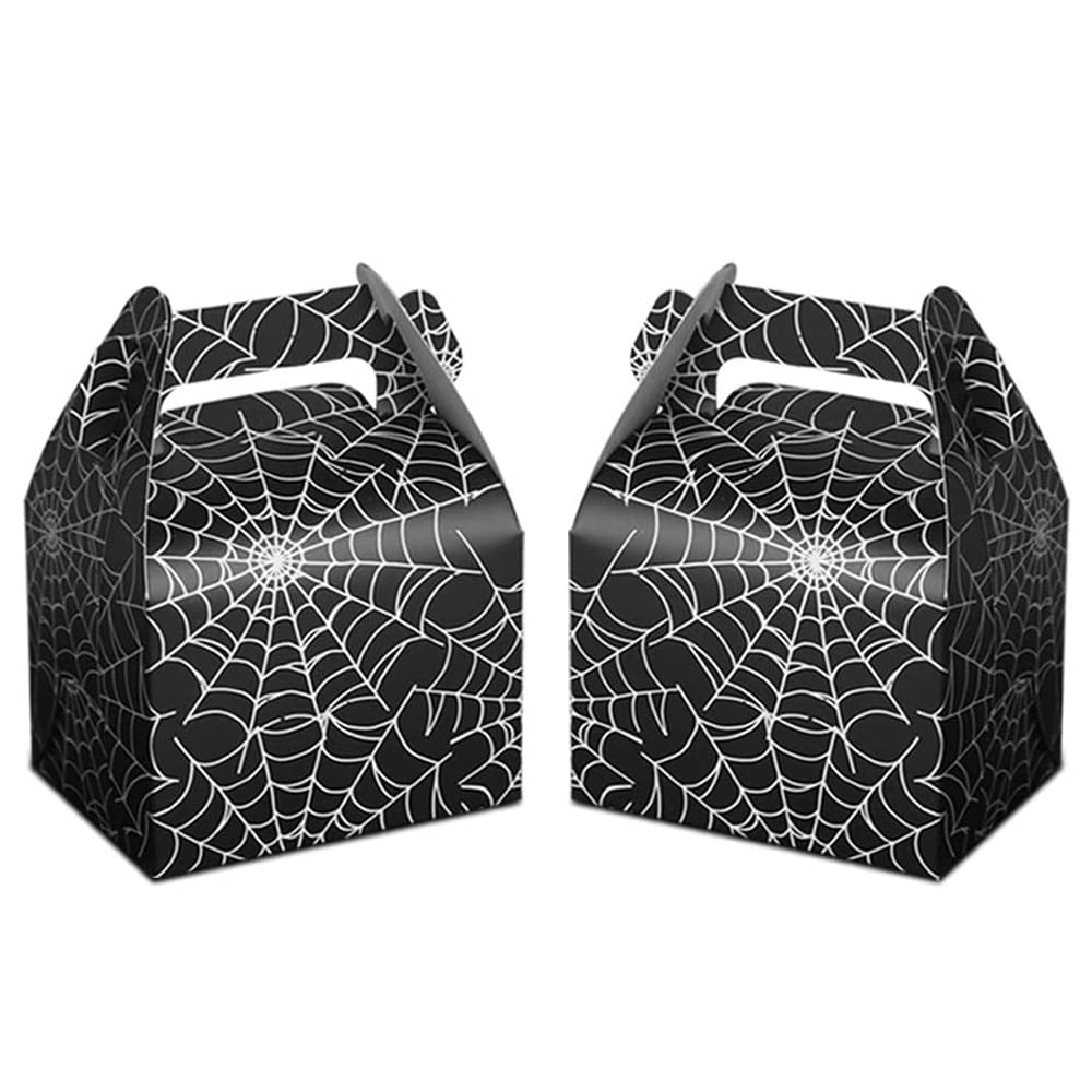 Hxezoc 36pcs Halloween Favor Boxes - Large Black Spider Web Candy Treat Boxes for Party Decorations, Kids Spider Birthday Party Supplies