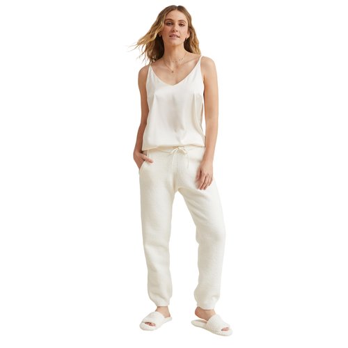 KASHWÉRE Women's Cozy Dream Comfort Yarn Solid Joggers (US, Alpha, Large, Regular, Regular, Crème)