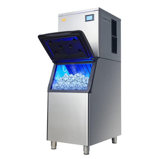VEVOR Commercial Ice Maker, 400LBS/24H Ice Making Machine with 330.7LBS Large Storage Bin, 800W Auto Self-Cleaning Ice Maker Machine with 3.5-inch LED Screen for Business Bar Tested to UL Standards