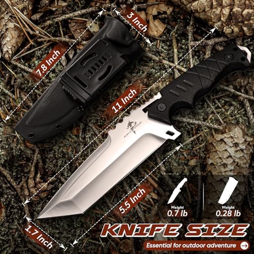 Purple Dragon Fixed Blade Knife with Kydex Sheath - D2 Steel Survival Knives for Camping, Bushcraft - Ergonomic G10 Handle...