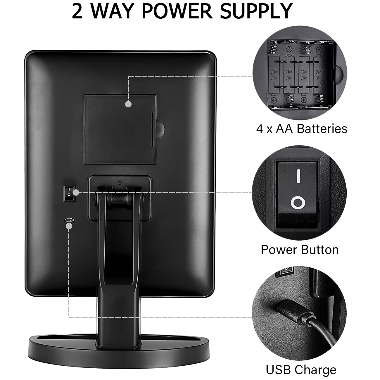KOOKIN Lighted Vanity Makeup Mirror Led Lights 180 Degree Rotation Lighted Mirror Touch Screen Adjusted Brightness Desk Mirrors