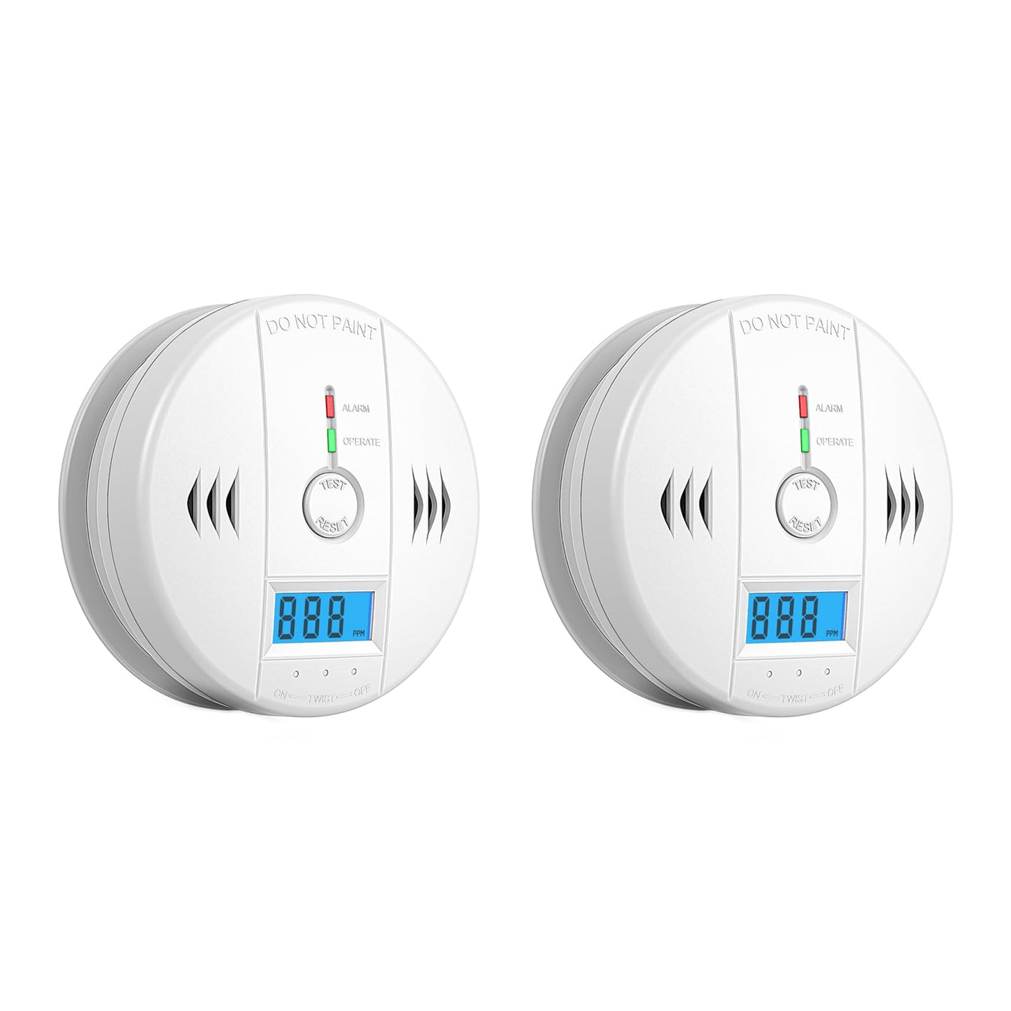 2 Packs Carbon Monoxide Detectors,CO Detector Battery Powered,Carbon Monoxide Alarm with Sensitive CO Sensor,LCD Display and Sound Warning, for Home, Bedroom, Kitchen