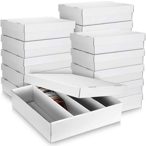 Seajan 16 Pcs 3200 Count Trading Card Storage Box Sports Card Storage Boxes Bulk for Basketball Gaming Cardboard Collecting(White)