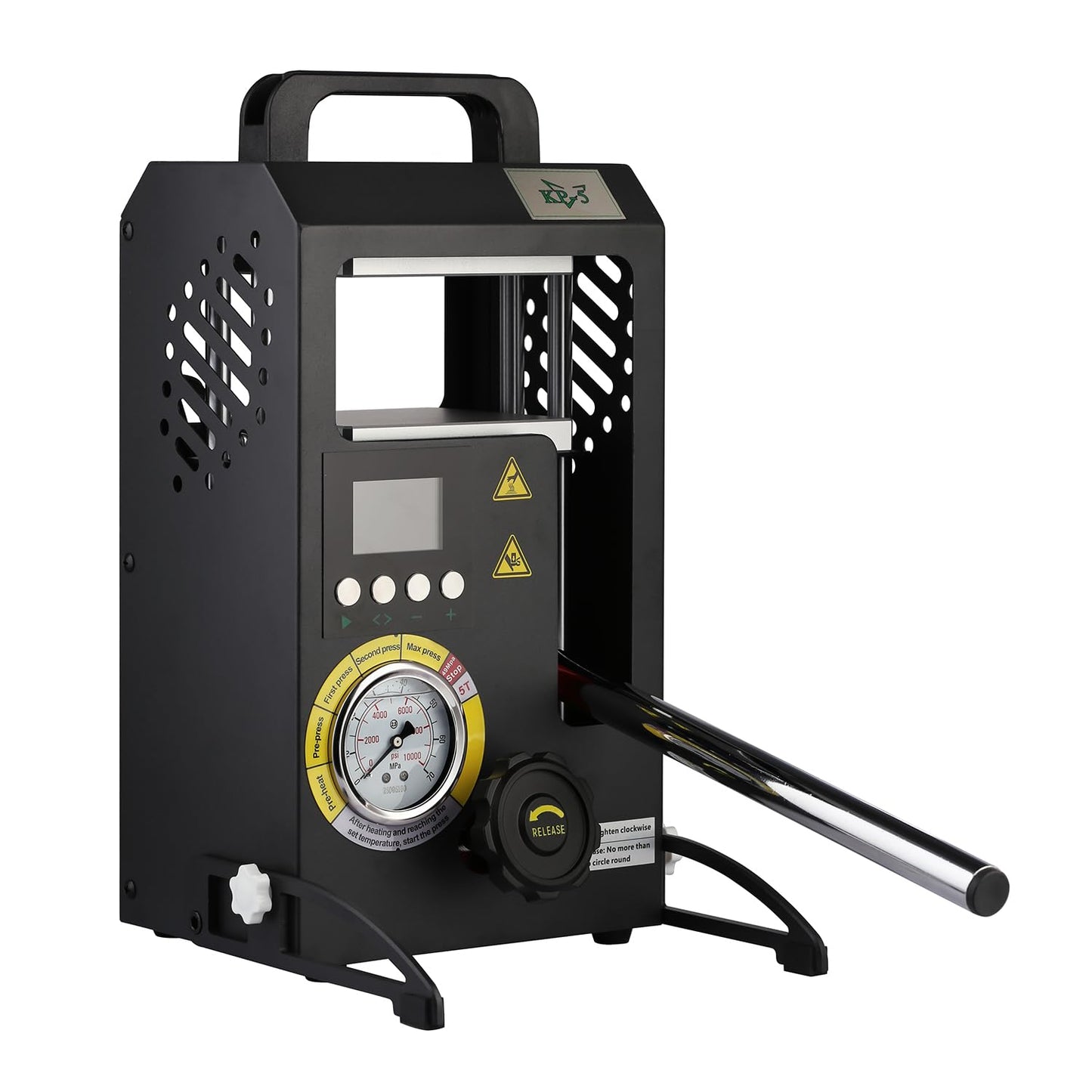 5 Tons Heat Press Machine with 4.7" X 4.1" Dual Heated Plates Manual Press with LCD Digital Display Screen & Precise Pressure Gauge 110V/220V