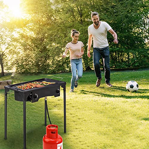 Portable Outdoor High-Pressure Camping Stove,150000-BTU 2 Burner Camping Modular Cooking Cooktop,Propane Gas Cooker,Camp S...