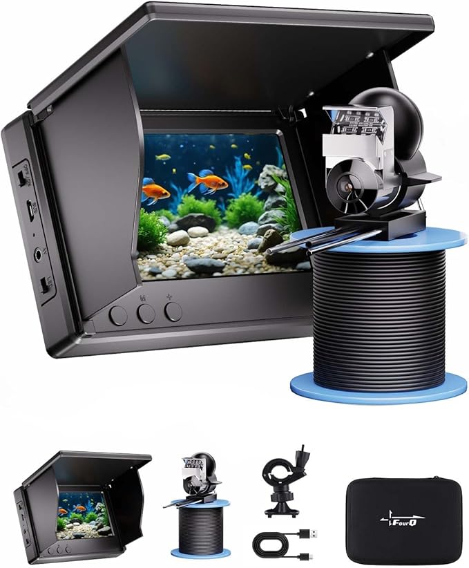 FOURQ Underwater Fishing Camera,Fishing Camera with Infrared Night Vision Light, Portable Fish Finder with 100ft Cable, 4....