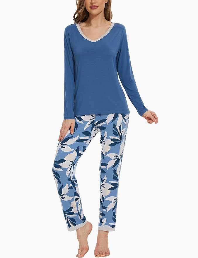 GYS Viscose from Bamboo Women's Pajama Sets Super Soft Long Sleeve Sleepwear Comfy Winter Pjs Sets S-4X