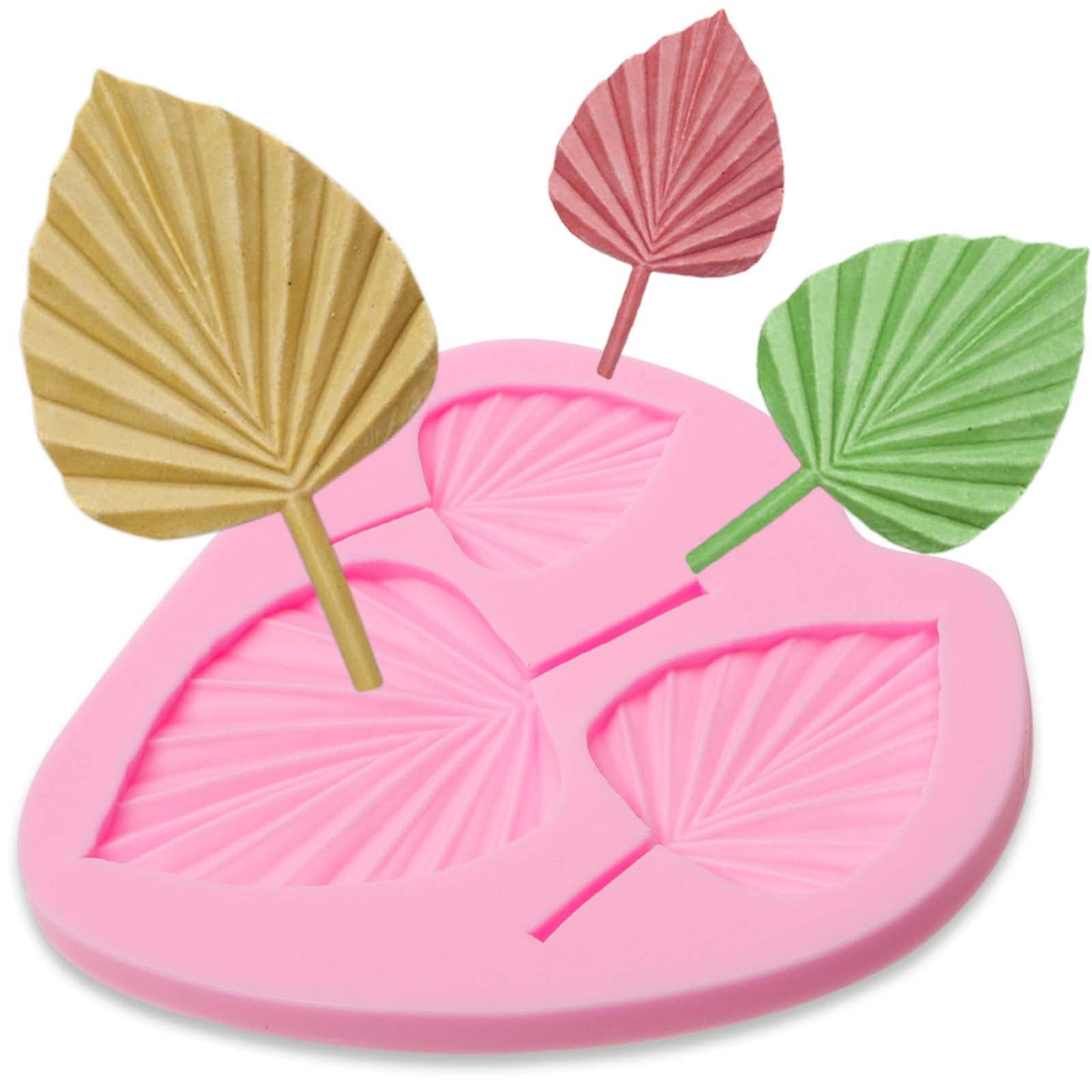 Palm Leaf Chocolate Silicone Molds, 3 Packs Boho Fan Candy Molds for Boho Theme Cake Decoration Cakepops Cupcake Toppers Sugar Cookies