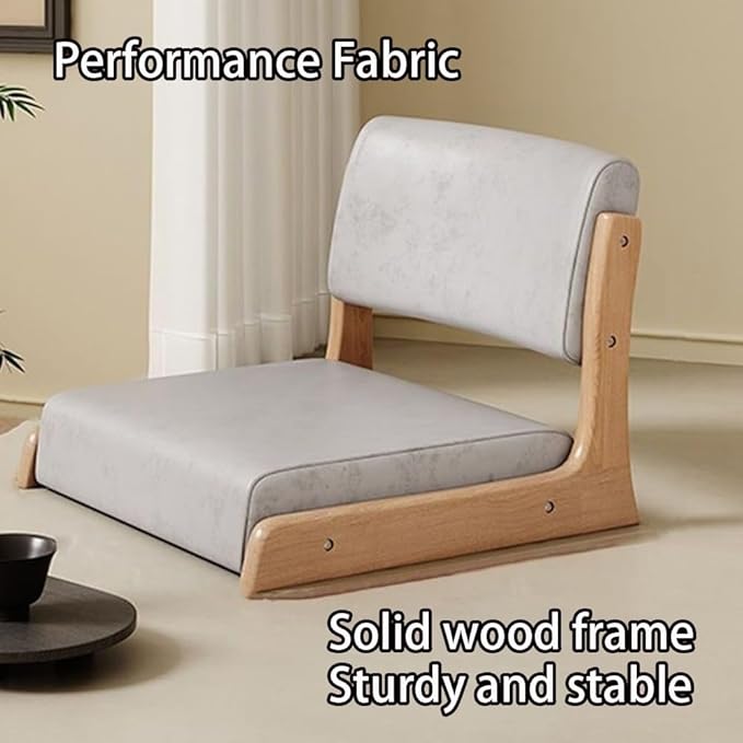 Solid Wood Floor Chairs, Meditation Chairs, Low Stools with Cushions, Reading Chairs and Balcony Bay Window Chairs, Suitable for Tea Rooms, Studies and Balconies(Orange)