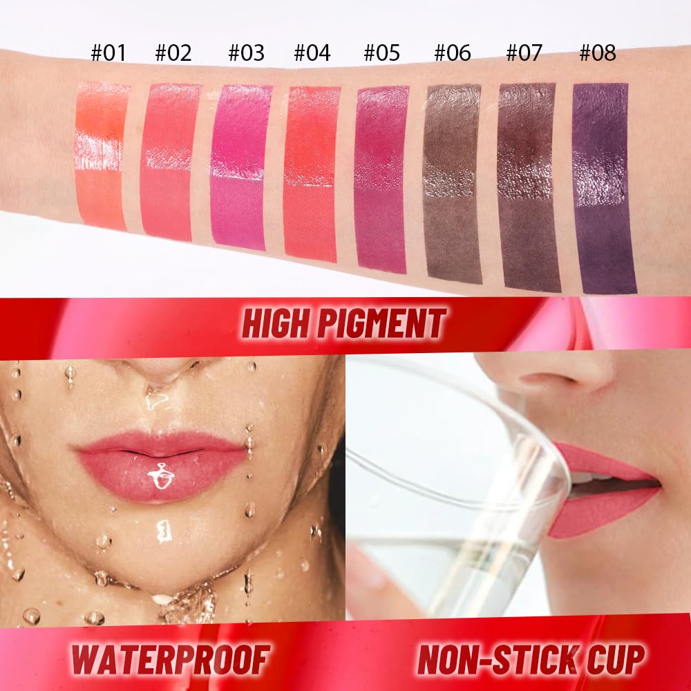 IATMOMOD Baby Pink Lip Stain Peel off Lip Oil Dual Ended Combo Set, 2 in 1 Lips Liner Stain Oil Peel off Long Lasting Waterproof