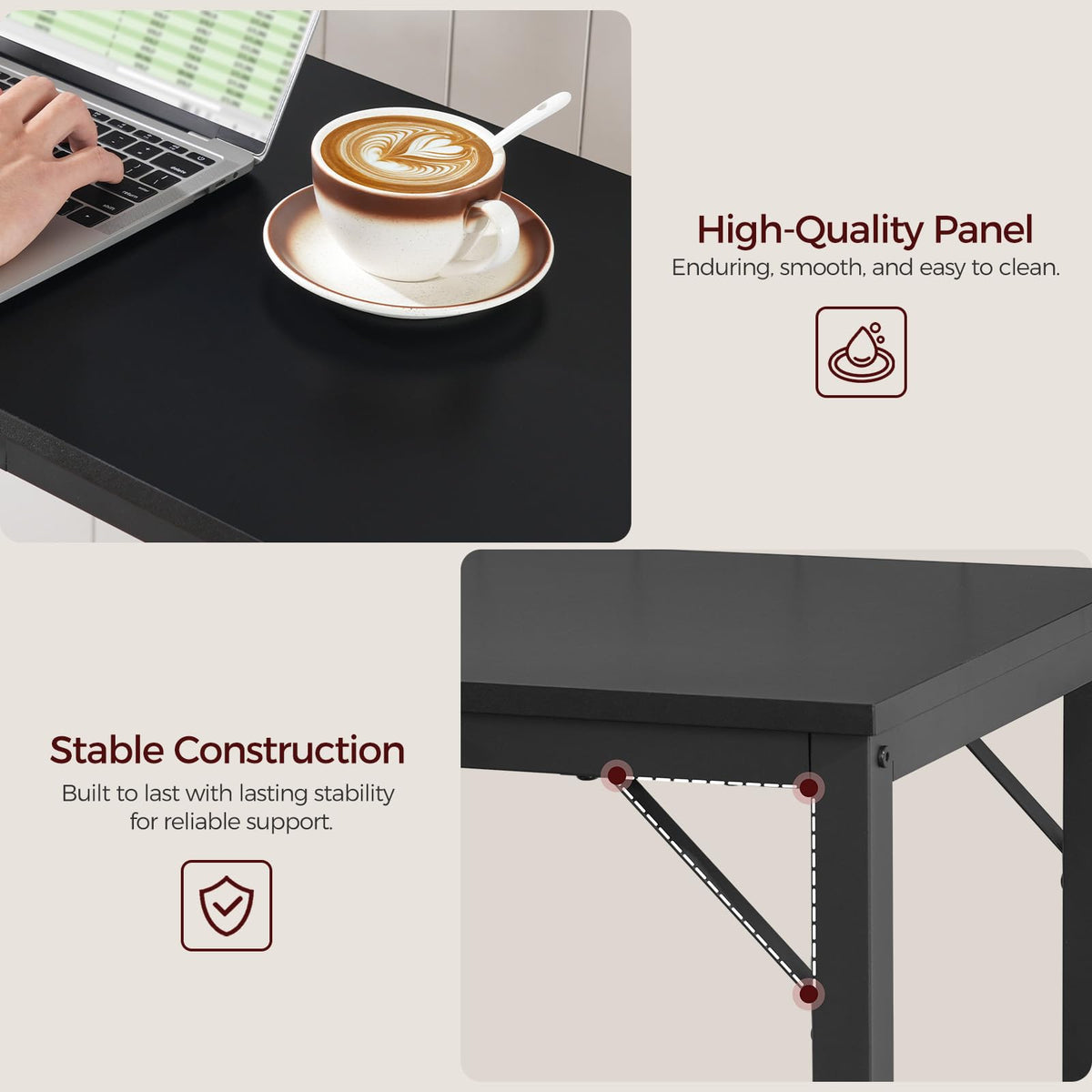 MAHANCRIS Overbed Table with Wheels, Queen Size Mobile Bed Desk with Adjustable Height, Rolling Table, Dining Table, Computer Desk, for Bedroom, Living Room, Office, Black MTBK18001