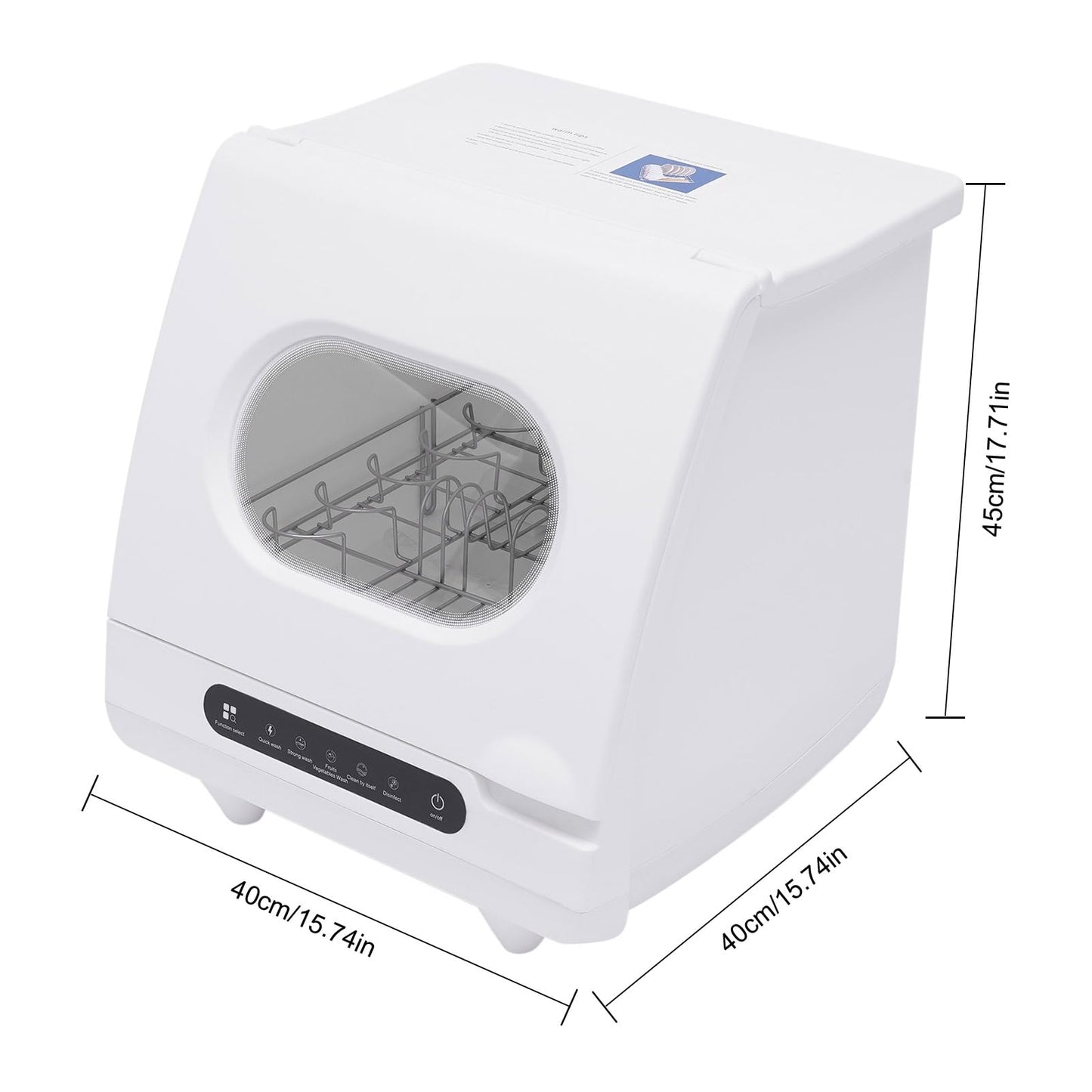 Portable Countertop Dishwasher, 5 Washing 12 Spouts Water Tank Leak-Proof Dry and 360° Rotation Flushing, Uitable for Homes Kitchen Apartments Dormitories Campers Rvs