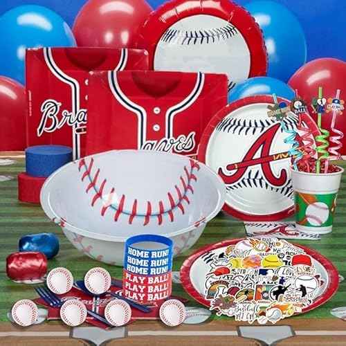 86PCS Baseball Party Favors Set Baseball Gifts Goodie Bags Including Silicone Baseball Bracelets Mini Baseball, Stickers,Pencil Caps Baseball Party Straw Suitable for Baseball Birthday Partys
