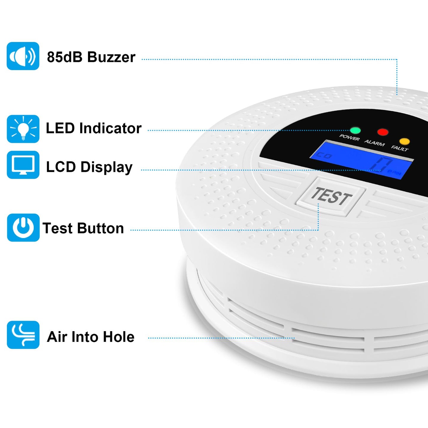 4-Pack, Smoke and Carbon Monoxide Detector, Smoke Detector Carbon Monoxide Detector Combo with Test Button, Digital Display, 85dB Alarm for Home and Office