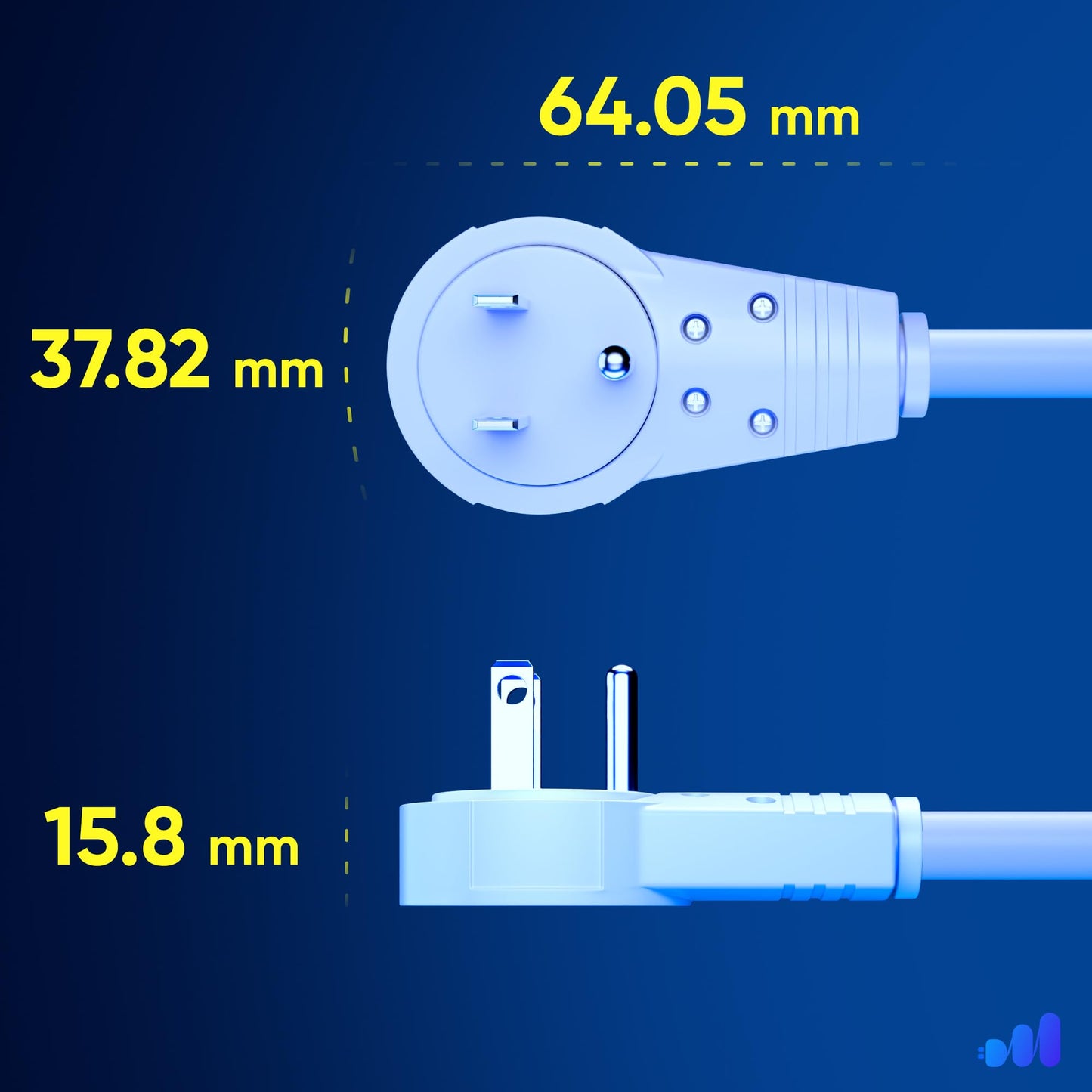 Maximm Extension Cord 6 Feet White (5 Pack) Flat Plug, 360 Rotating Short Power Cord Single Outlet, Indoor 16 Gauge 3 Prong Grou