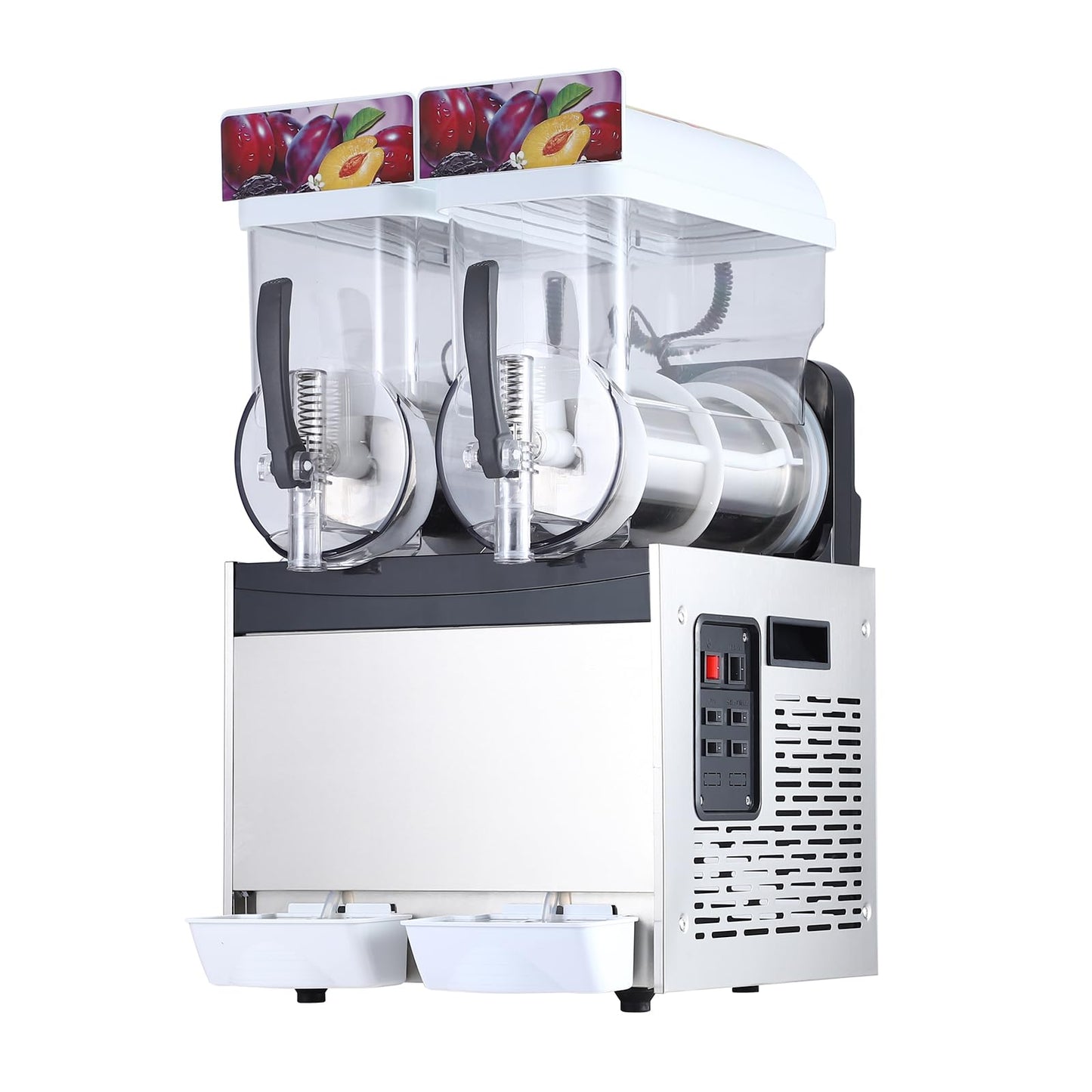 15L Dual-Tank Stainless Steel Slushy Machine, 700W Frozen Drink Maker with Auto-Clean Feature, Suitable for Restaurants, Bars, and Home Use, White