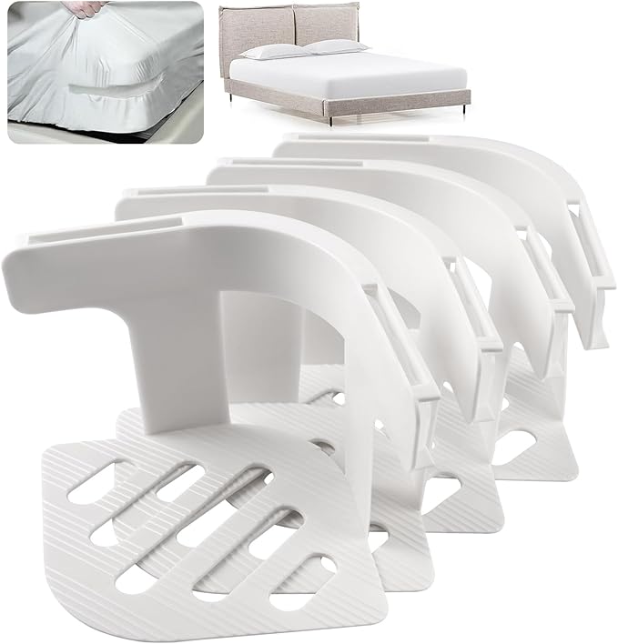 Dyale Bed Sheet Holders, Heavy Duty Straps for Fitted Sheets, Secure Fasteners for Twin Queen King Mattress Sizes (White)