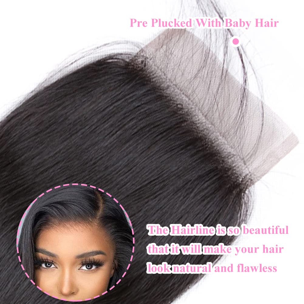 12A Brazilian Straight 4x4 HD Lace Closure Free Part Hand Tied Transparent HD Lace Closure 100% Unprocessed Human Hair Transpare