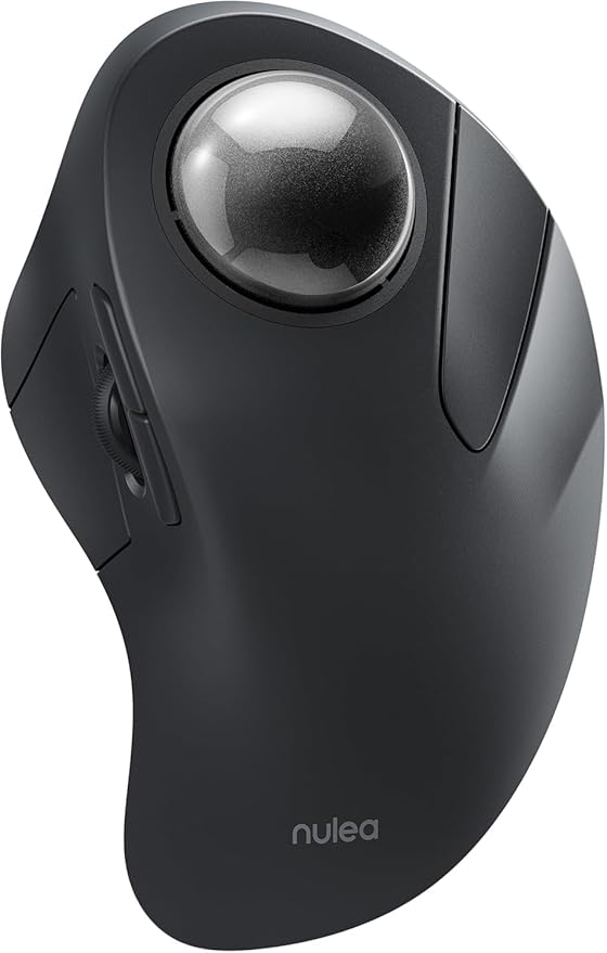 Nulea Wireless Ergonomic Trackball Mouse, Rechargeable, Bluetooth Rollerball Mouse, 44mm Index Finger Trackball, 5 Adjusta...