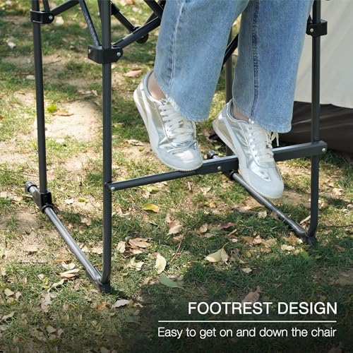 Stonehomy Portable 29" Seat Height Tall Folding Camping Chair High Foldable Directors Chair Bar Height Stool with Side Tab...