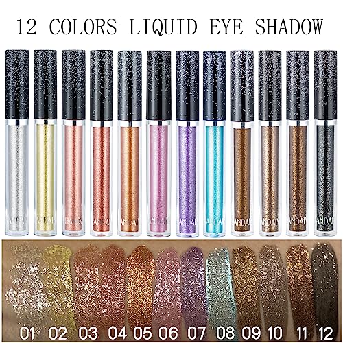 DekRion Glitter-Eyeshadows, Liquid Eyeshadows, Long-lasting Metals-Gloss-Sparkling Silver, Gold High-pigmented Colorful Gl...