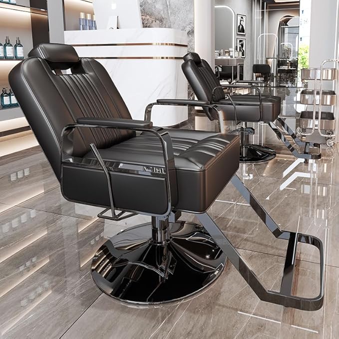 Adjustable Salon Chair for Men - Seat Height Women Beauty Salon Barber Chair Hair Stylists Supports up to 330 lbs Heavy Duty Hydraulic, Black