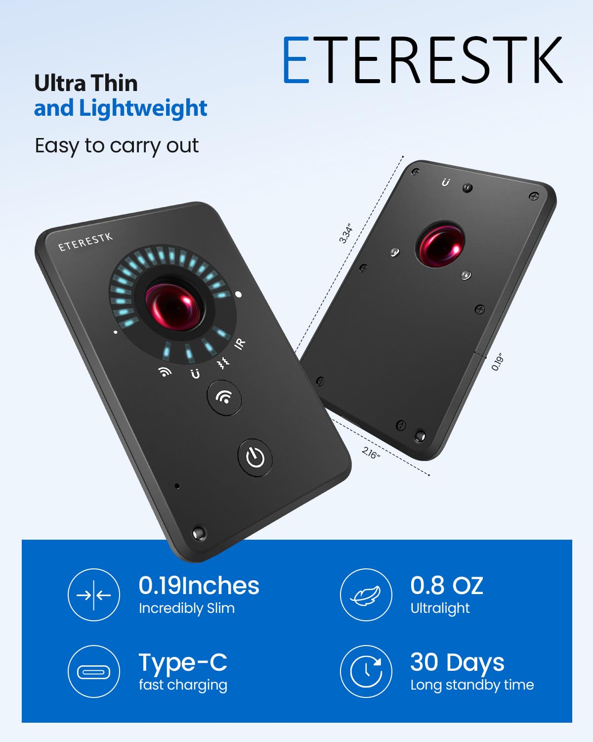 ETERESTK Carbon Dioxide Detector Portable CO2 Monitor Travel Hotel Room CO2 Detector with LED Display Alarm Precision Sensor Real-Time Combustible Gas Concentration Detectors Long Battery Life Compact