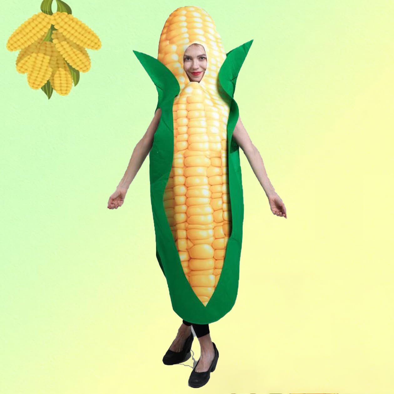 DSplay Unisex Adult Corn Costume Cosplay Fun Food Crops Corn Tunic Cosplay Halloween Costumes Adults