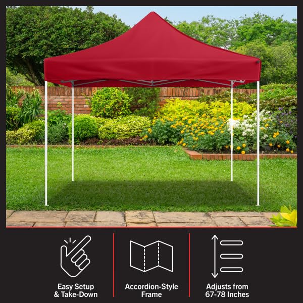 Pop-Up Outdoor Canopy Shade - 10x10 Water-Resistant Party Tent with Instant Setup and Portable Carrying Bag for Storage or...