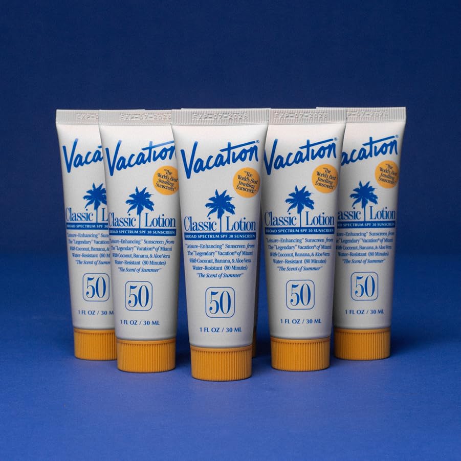 Vacation Mini Classic Lotion SPF 50, Water-Resistant, Mini Sunscreen Bulk Party Favor, Beach Must Haves, Traveling Essentials, S