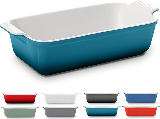 Signature Stoneware Loaf Pan | Non-Stick for Perfect Baking and Bread Making | 1lb Loaf Pan [Ocean Blue]