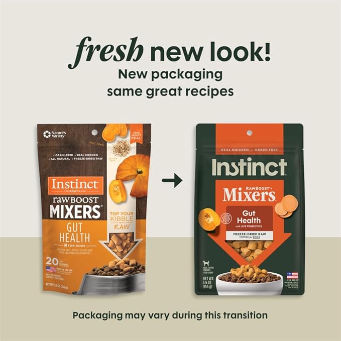 Instinct Raw Boost Mixers Gut Health Freeze-Dried Dog Food Topper, 5.5 oz. Bag