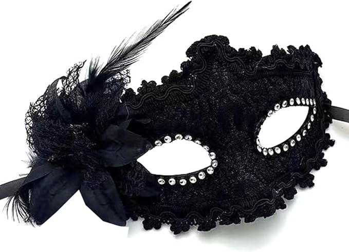 Mordarli Black Masquerade Mask for Women Mardi Gras Venetian Masks Halloween Costume Supply Prom Party Ball