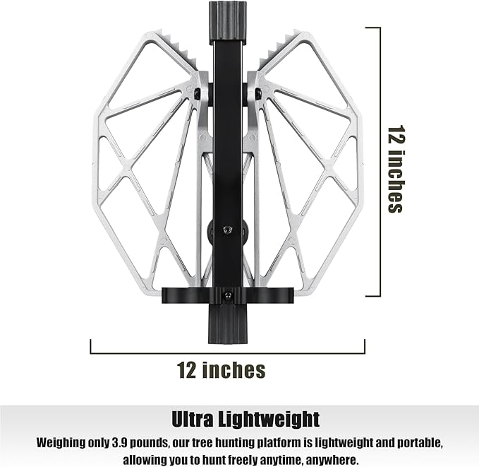 LUCKY CLOVER Saddle Hunting Platform: Cast Aluminum Tree Saddle Platform, Lightweight Hunting Saddle Platform, Fully Adjustable Reliable Silent 12''X12'' Hunting Platform, Saddle Hunting Accessories