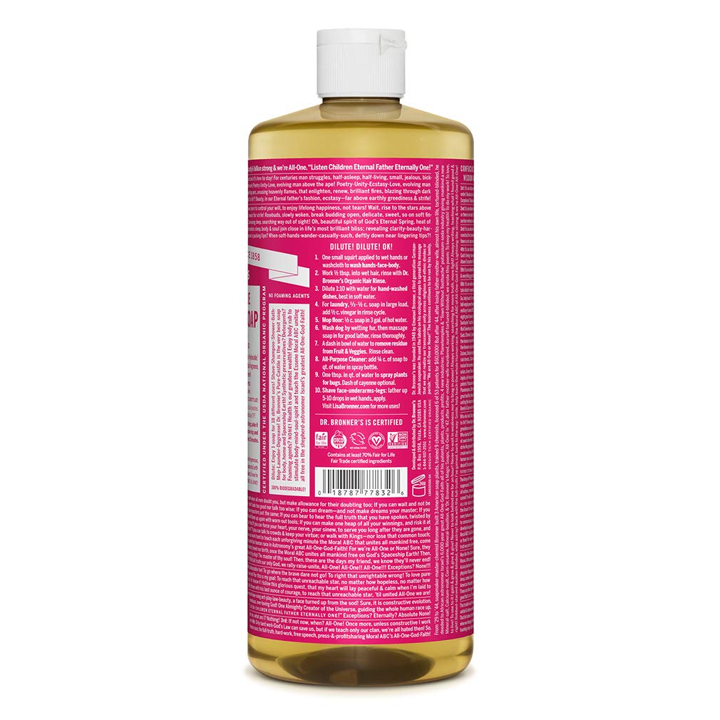 Dr. Bronners Pure-Castile Magic Liquid Soap Made with Organic Oils for Body, Face, Hair, Dishes, Pets, Laundry, Vegan, Dr. Bronn