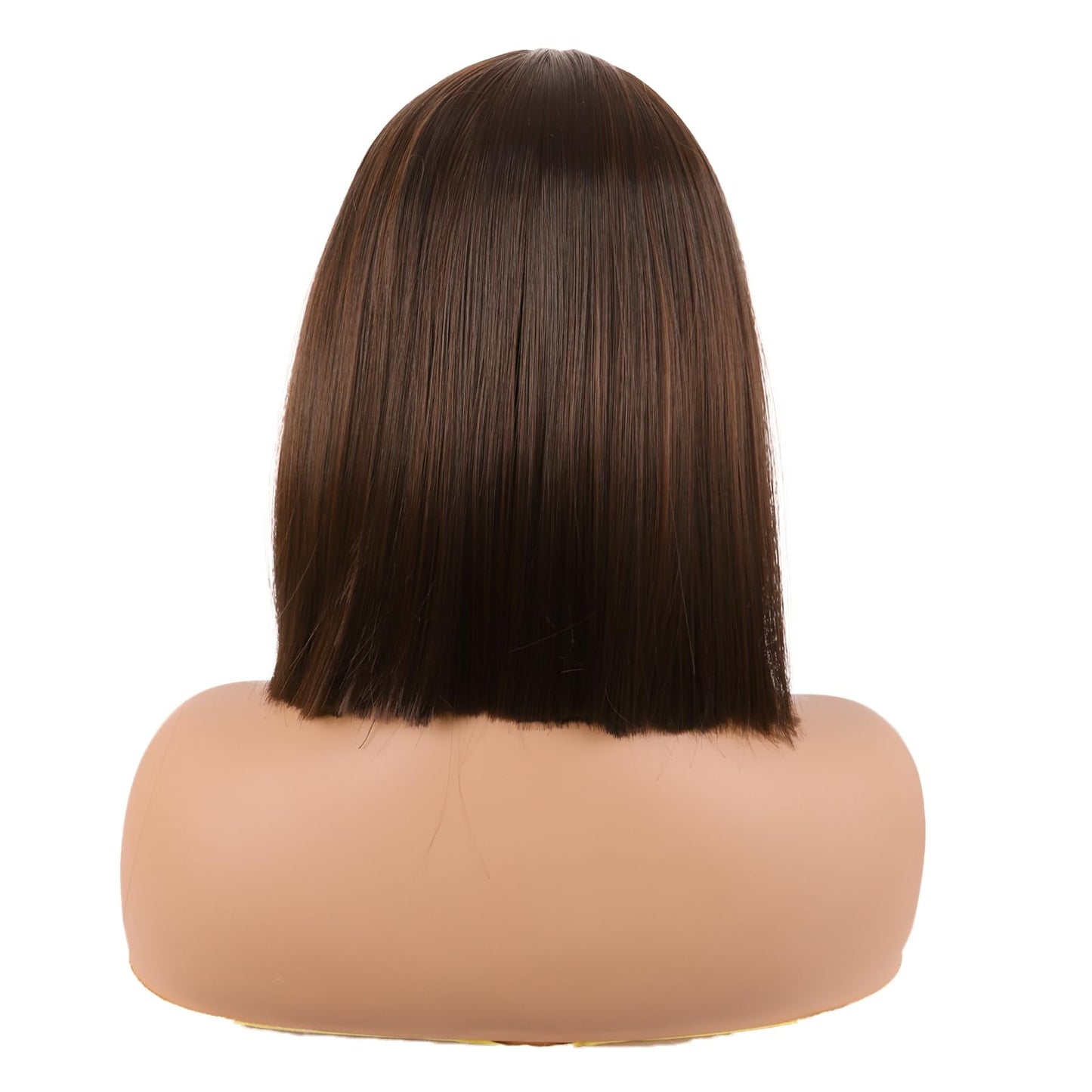 MapofBeauty 12 Inch/30 cm Straight Bob Flat Bangs Short Colorful Synthetic Hair Cosplay Party Wig (Brown)