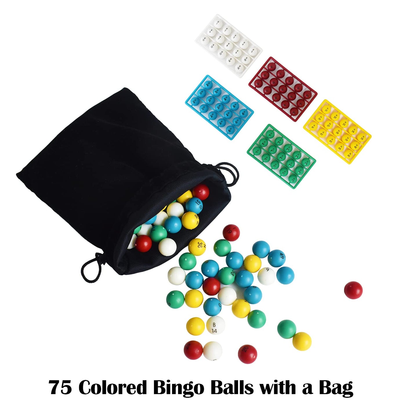 Yuanhe Deluxe Bingo Game Set - Metal Round Cage, 75 Colored Bingo Balls, 100 Bingo Cards, 500 Mixed Chips and Master Board for Large Groups, Parties