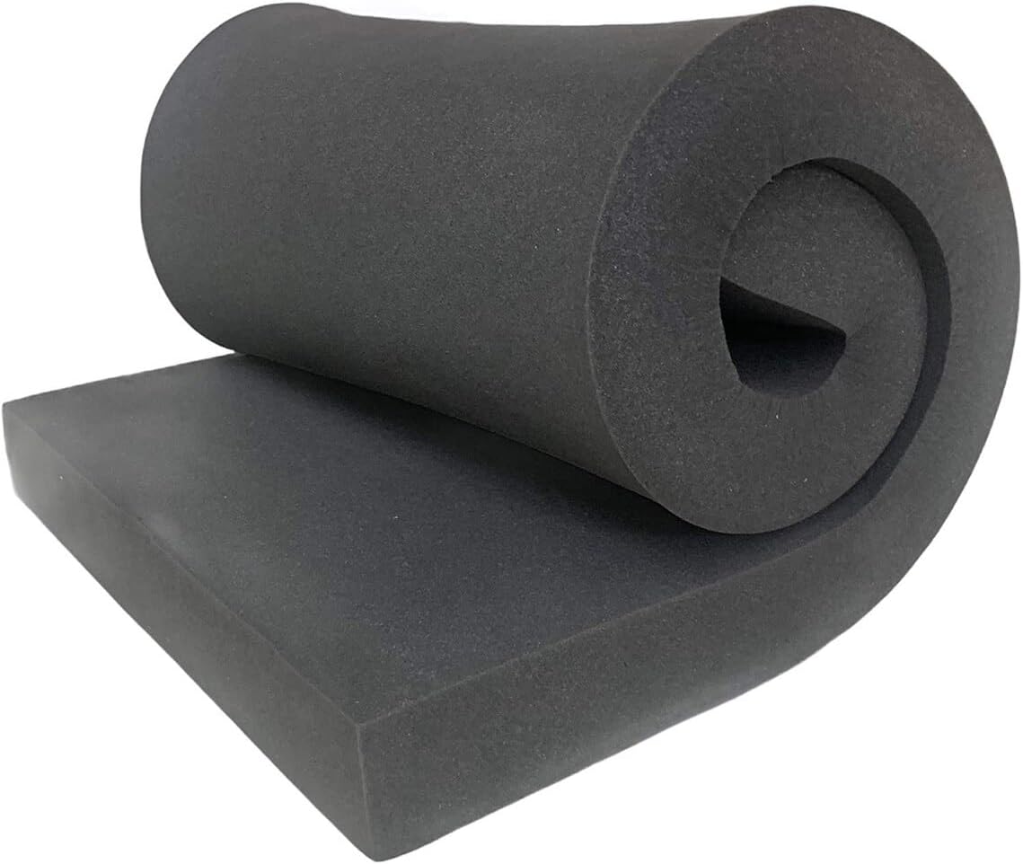 GoTo Foam 1" x 24" x 72" Black Upholstery Foam Sheet - 1.8 Density, Firm (44 ILD), Open-Cell Polyurethane - Cushion Replacement, DIY, Soundproofing