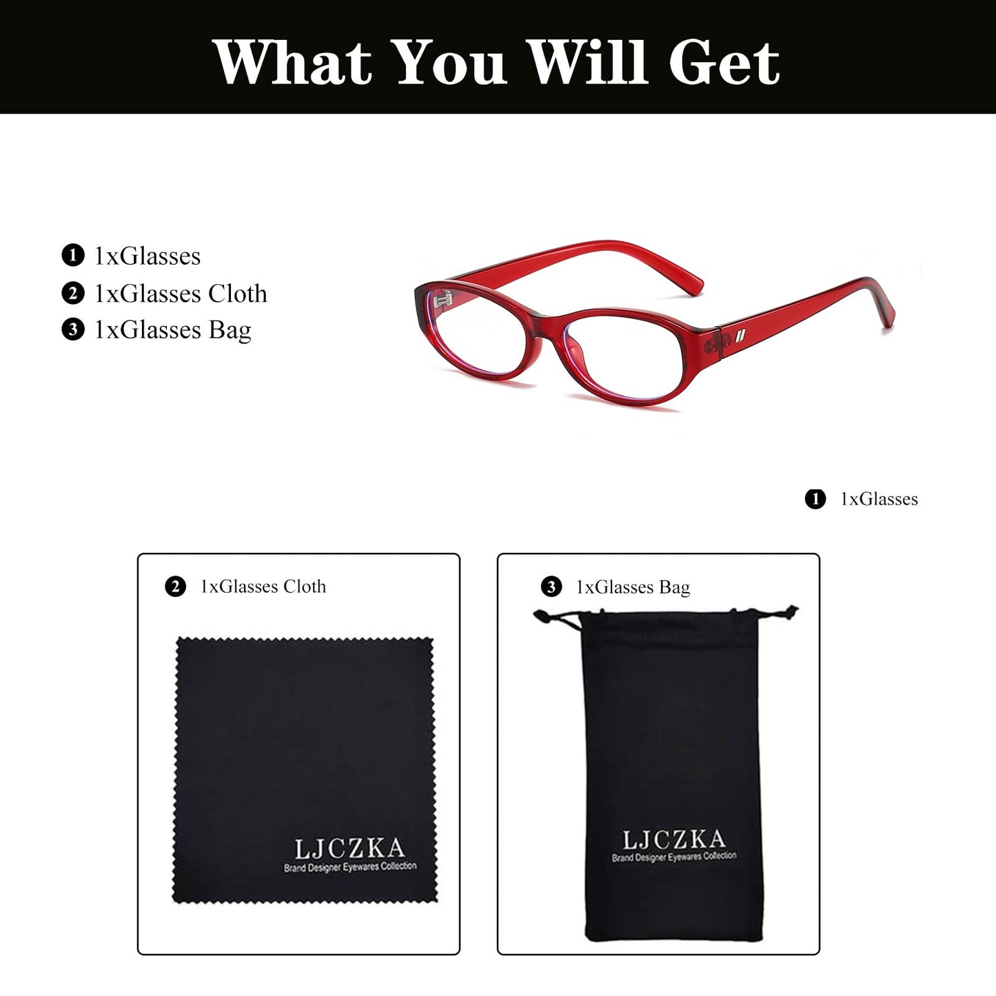 Ljczka Oval Blue Light Blocking Glasses For Women Retro Small Oval Frame Glasses Y2K Clear Lens Computer Eyeglasses (Red)