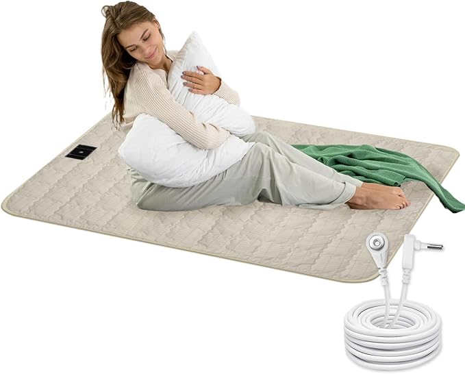 Grounding Mat, 24x35 Inch, Cotton Grounding Pad with Silver Fiber, Grounding Mat for Feet, Improves Sleep Wellness, Beige