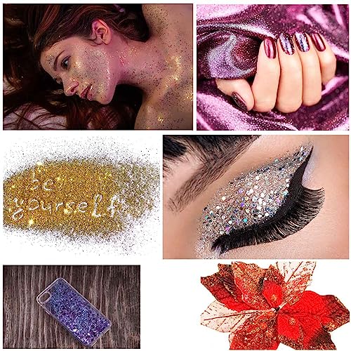 12 Colors Chunky Face Glitter No Glue Cosmetic Body Nail Eye Hair Art Resin Tumbler Glitter Holographic Glitte Glitter Mak...