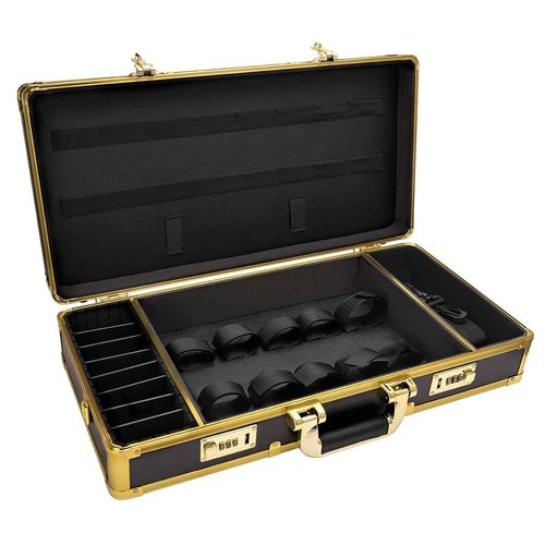 BARBERTOP Professional Barber Supplies Case, Barber Cases for Clippers and Supplies, Hairdressing Tools Storage Case with Handle and Secure Numlock, Barber Travel (Golden)