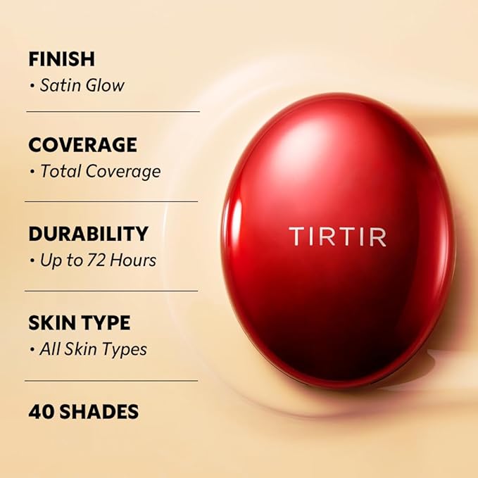 [*Mini Size*] TIRTIR Mask Fit Red Cushion Foundation | Full coverage, Weightless, Skin fit, Satin Glow Finish, Korean Makeup, beauty, Tattoo cover up, Buildable (#29N Natural Beige, 0.15 Fl Oz)